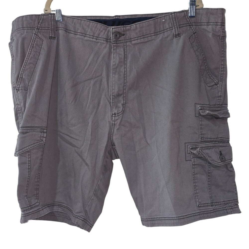 Plugg Mens Gray Cargo Shorts Size 46 Cotton Blend Stretch Casual Outdoor Pockets